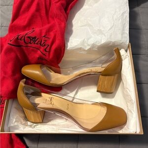 Louboutin Grandola Clear Camel Pumps